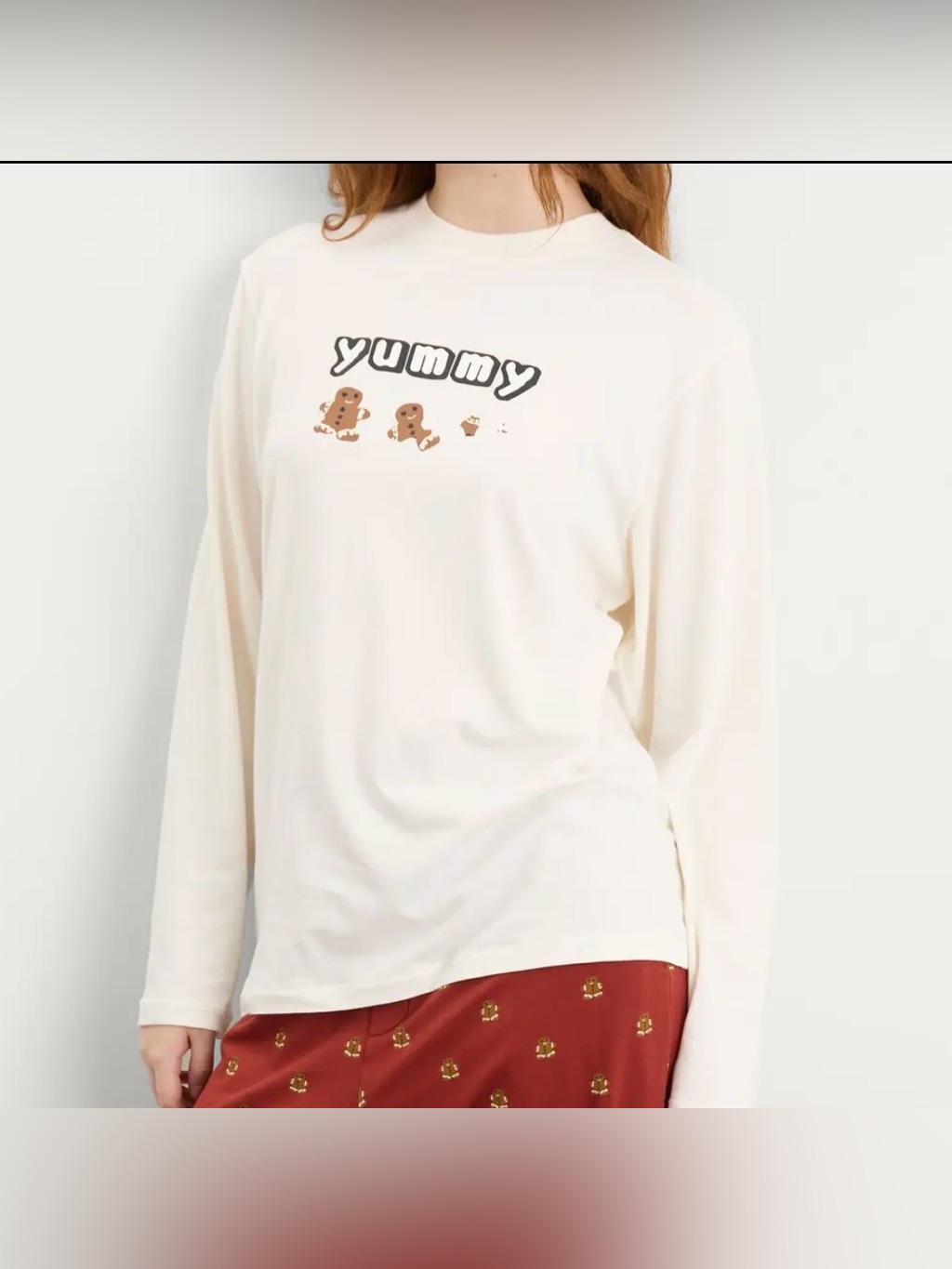Skims Cpfmboyfriend Long Sleeve Top Only St-Set-10926w Yummy Gingerbread Size Xs